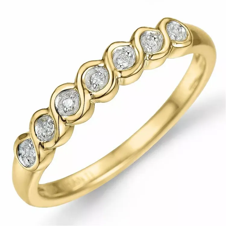 Diamant Ring in 9 Karat Gold mit Rhodium 0,04 ct