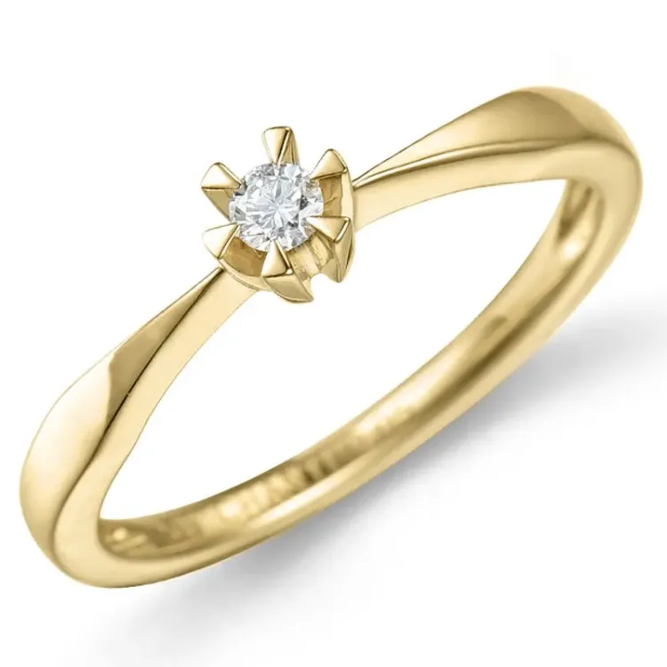 0,05 ct Diamant Solitärring in 9 Karat Gold 0,05 ct