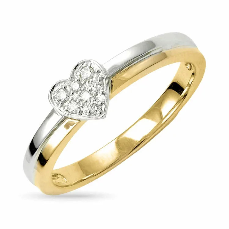 Herz Diamantring in 9 Karat Gold- und Weißgold 0,05 ct