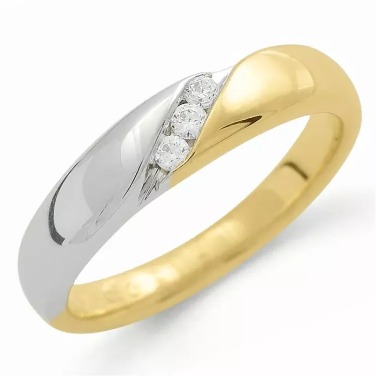 Diamant Ring in 9 Karat Gold- und Weißgold 0,08 ct