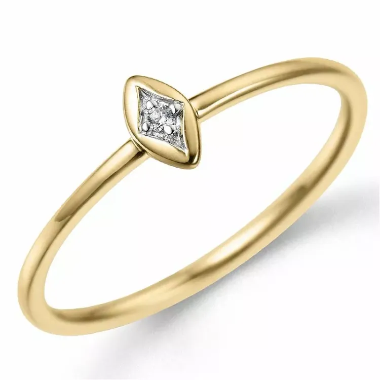 Viereckigem diamantring in 9 karat gold 0,01 ct