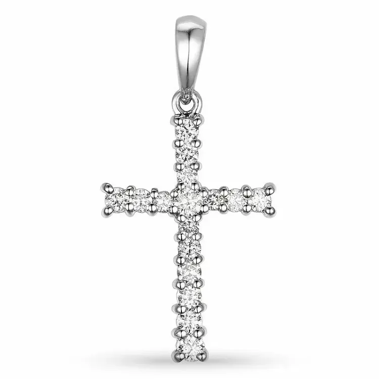 Kreuz Diamant Anhänger in 9 karat Weißgold 0,28 ct