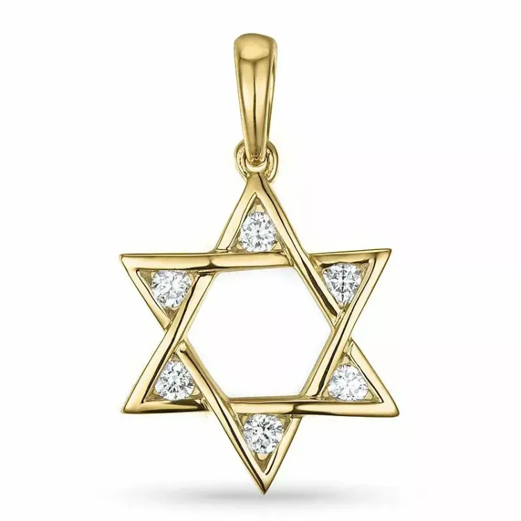 Davidstern Anhänger in 9 karat Gold- und Weißgold 0,19 ct