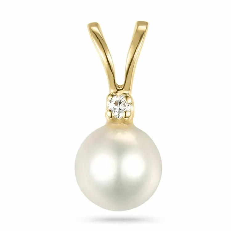 Perle Diamantanhänger in 9 karat Gold 0,01 ct