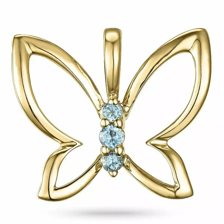 Schmetterlinge topas anhänger in 9 karat gold 0,05 ct