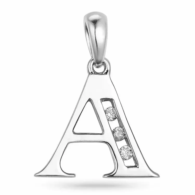 buchstab a Diamant Anhänger in 9 karat Weißgold 0,03 ct