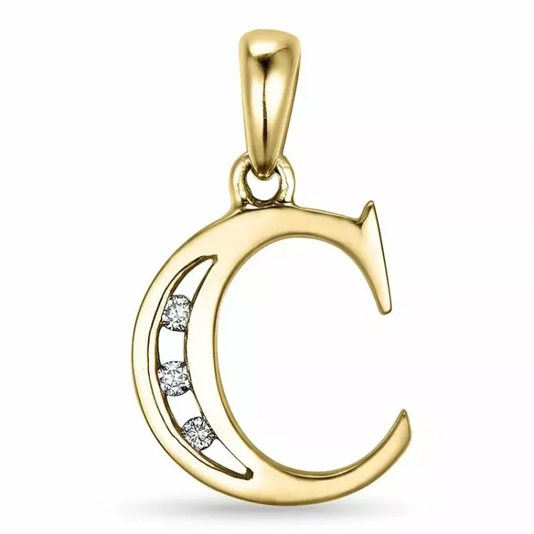 buchstab c Diamant Anhänger in 9 karat Gold 0,03 ct