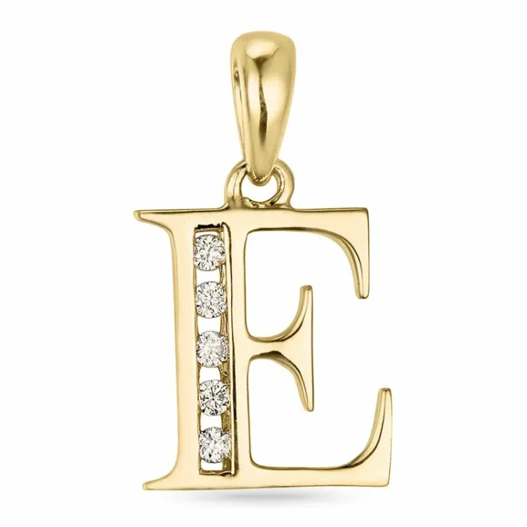 buchstab e Diamant Anhänger in 9 karat Gold 0,05 ct