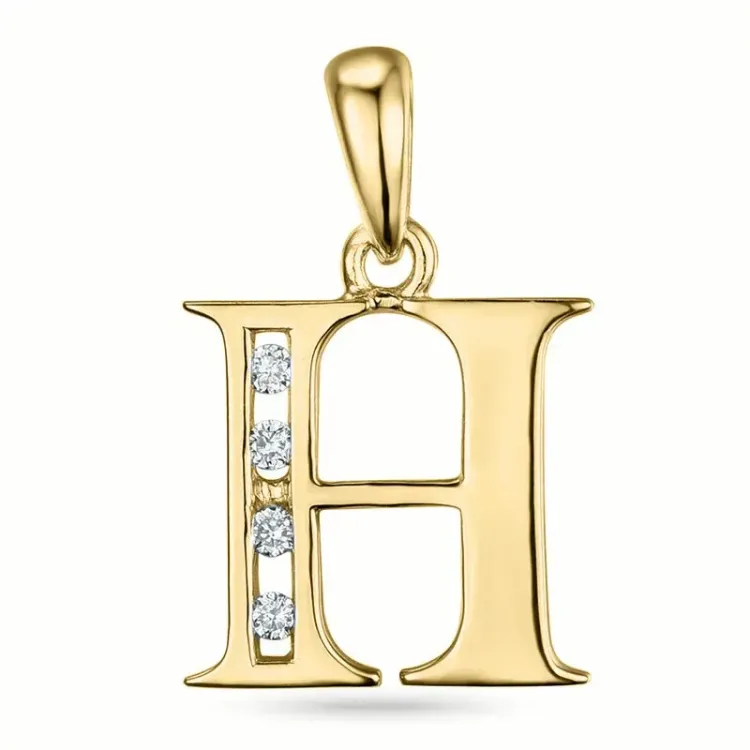 buchstab h Diamant Anhänger in 9 karat Gold 0,04 ct