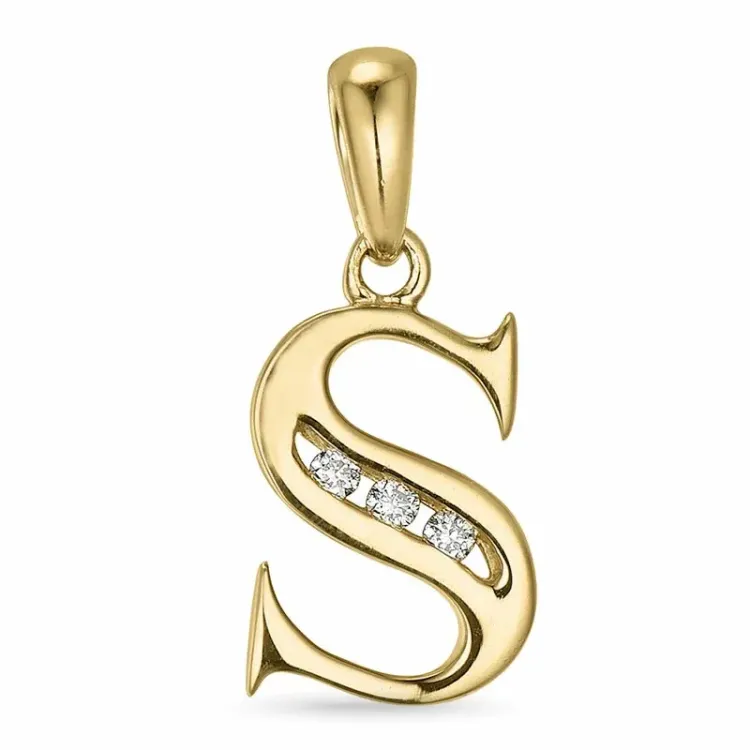 buchstab s Diamant Anhänger in 9 karat Gold 0,03 ct