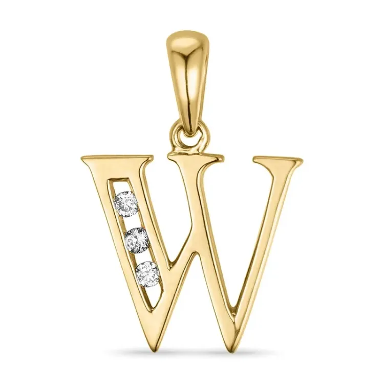 buchstab W Diamant Anhänger in 9 karat Gold 0,03 ct