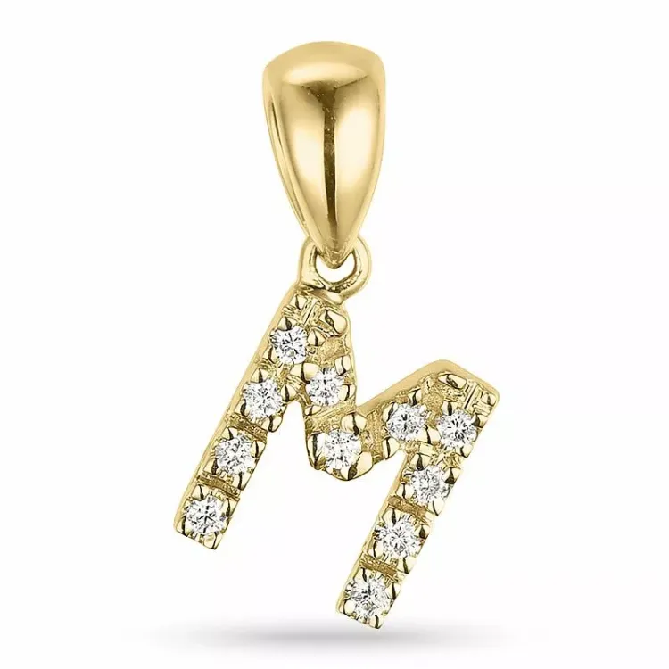 buchstab m Diamant Anhänger in 9 karat Gold 0,06 ct