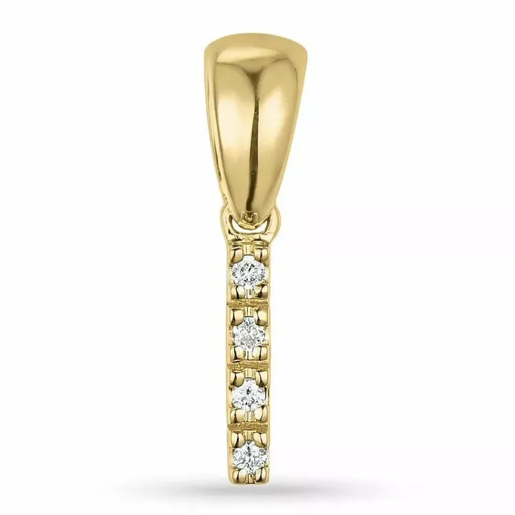 Buchstab i diamant anhänger in 9 karat gold 0,02 ct