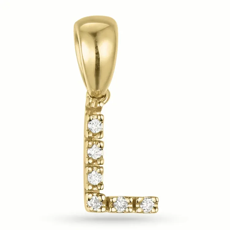 Kollektionsmuster buchstab l Diamant Anhänger in 9 karat Gold 0,03 ct