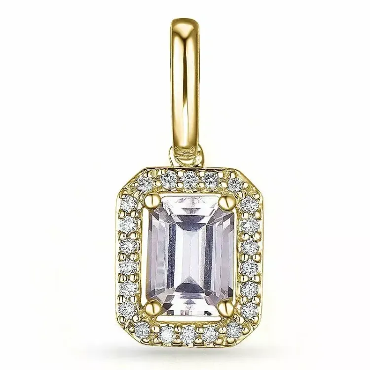 morganit Diamantanhänger in 9 karat Gold 0,78 ct 0,11 ct