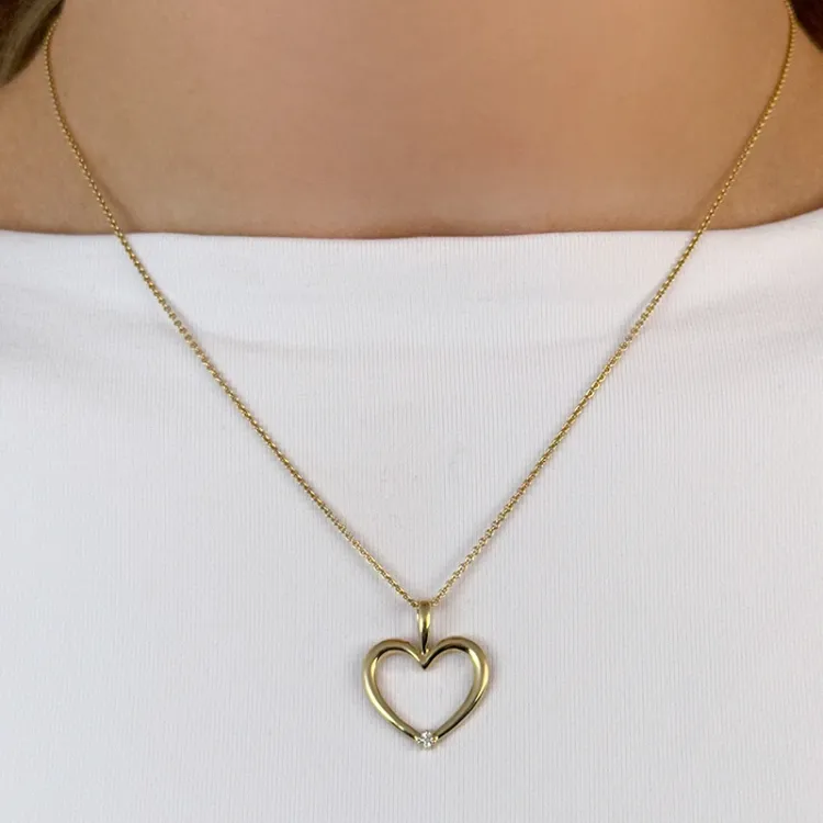Herz anhänger in 9 karat gold 0,02 ct