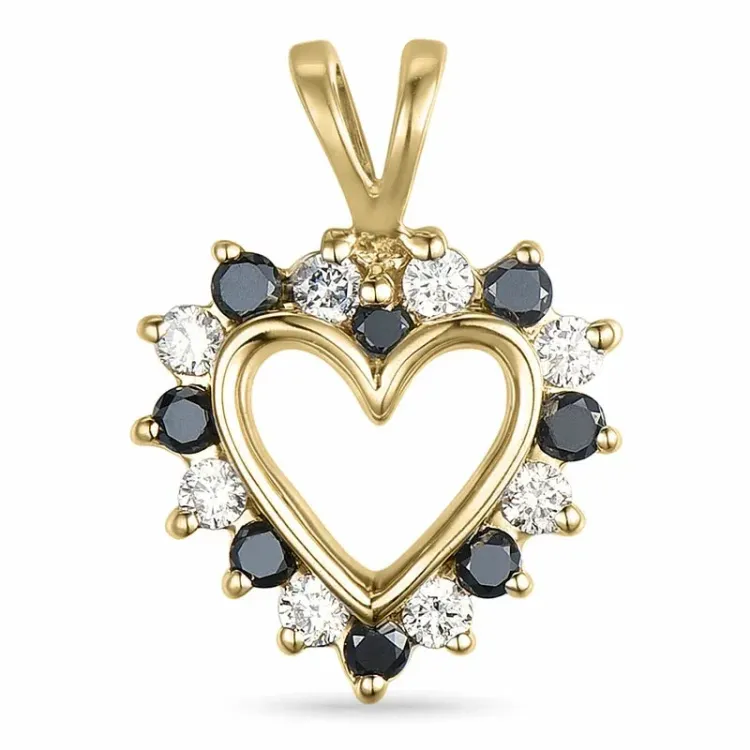 Herz schwarz Diamant Anhänger in 9 karat Gold 0,13 ct 0,12 ct