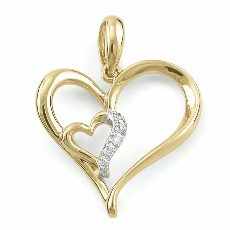 Herz anhänger in 9 karat gold- und weißgold 0,03 ct ct