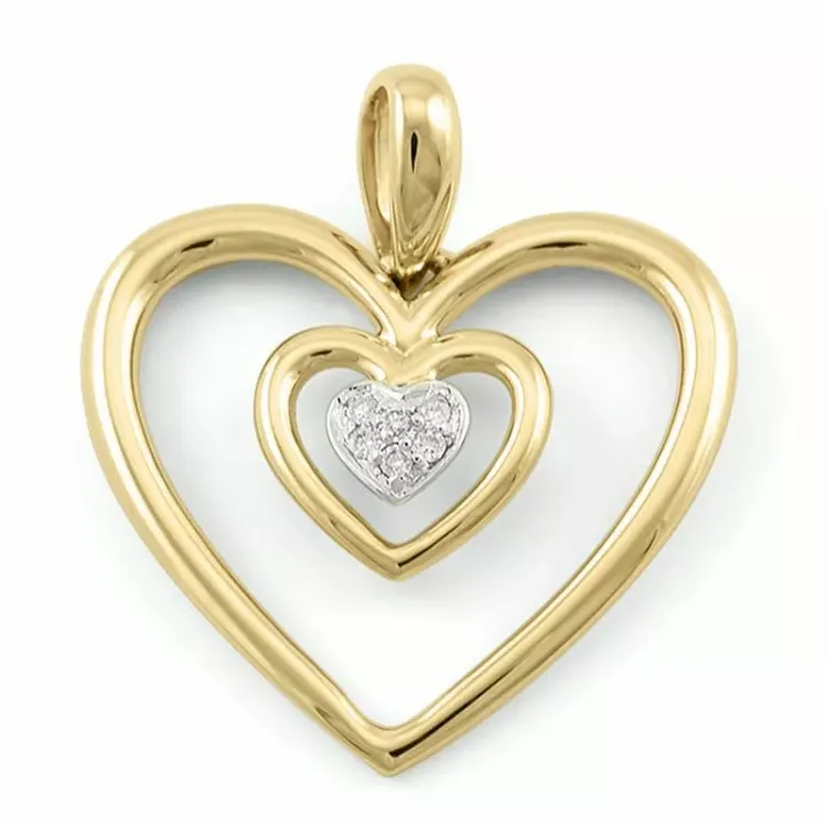 Herz anhänger in 9 karat gold- und weißgold 0,03 ct