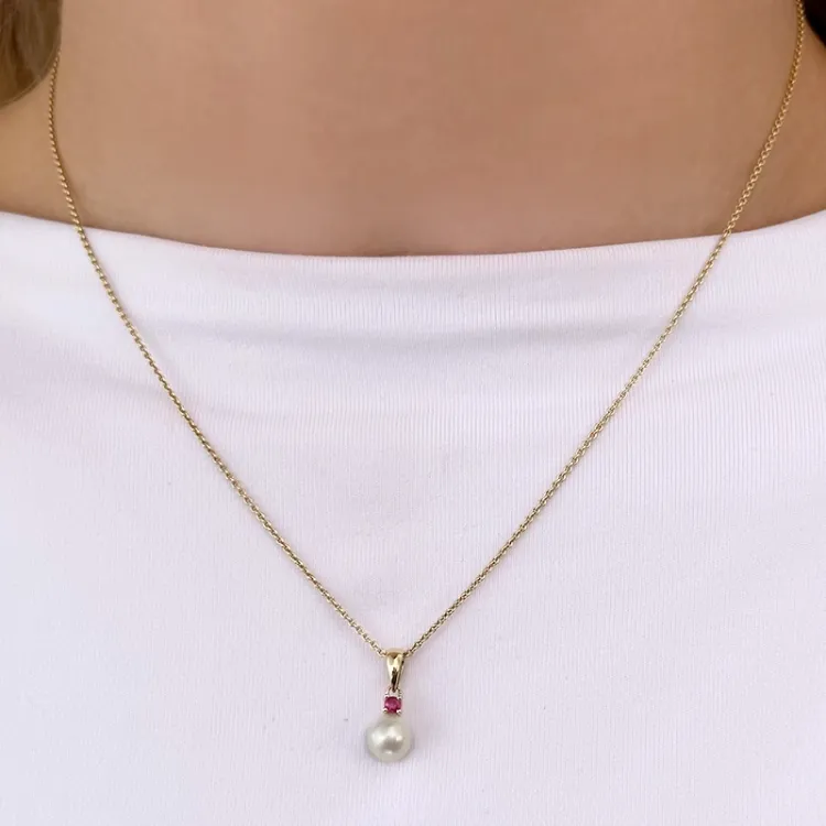 Perle Anhänger in 9 karat Gold 0,07 ct