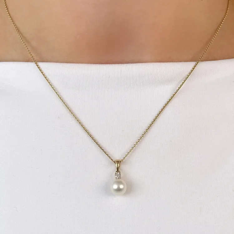 Perle Diamantanhänger in 9 karat Gold 0,05 ct