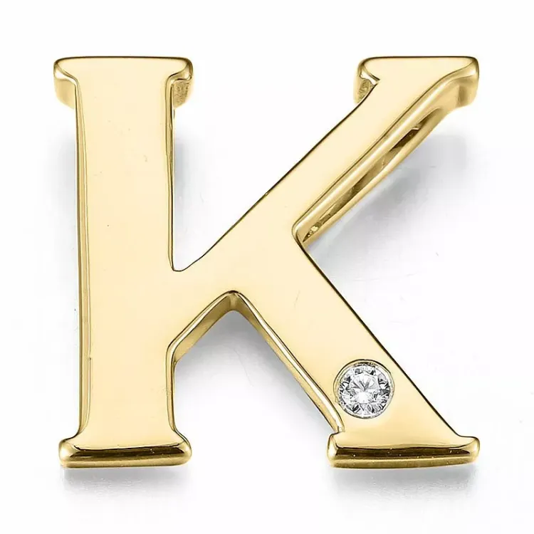 Buchstab k diamant anhänger in 9 karat gold 0,01 ct