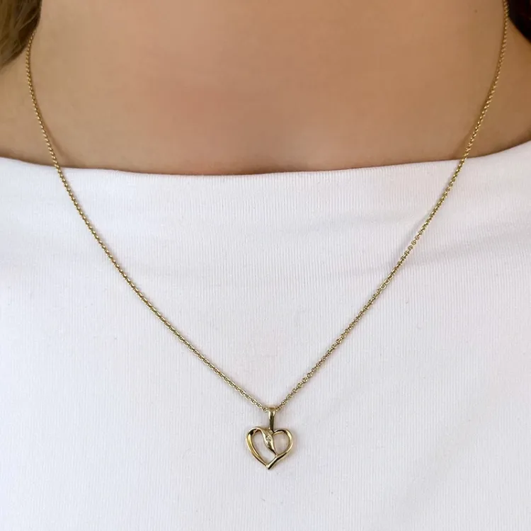 Herz anhänger in 9 karat gold 0,008 ct