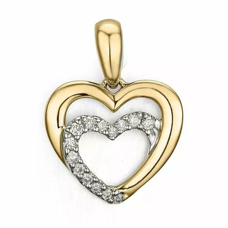 Herz Diamant Anhänger in 9 karat Gold- und Weißgold 0,08 ct