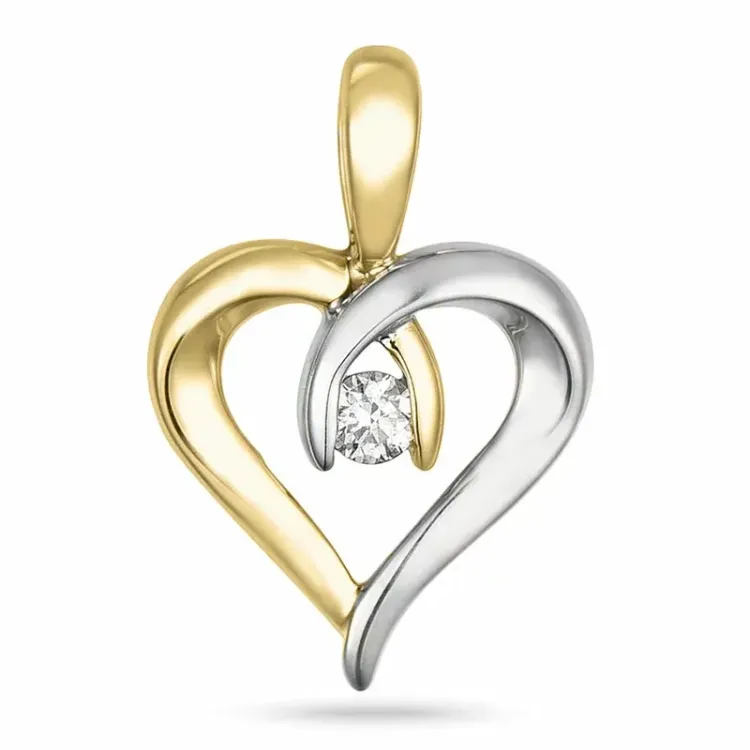 Herz Diamant Anhänger in 8 karat Gold- und Weißgold 0,04 ct