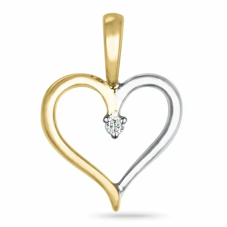 Herz Diamant Anhänger in 9 karat Gold- und Weißgold 0,01 ct