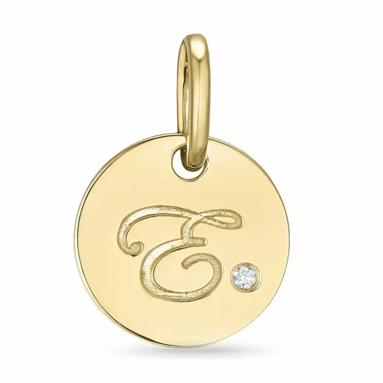 buchstab e Diamant Anhänger in 9 karat Gold 0,01 ct