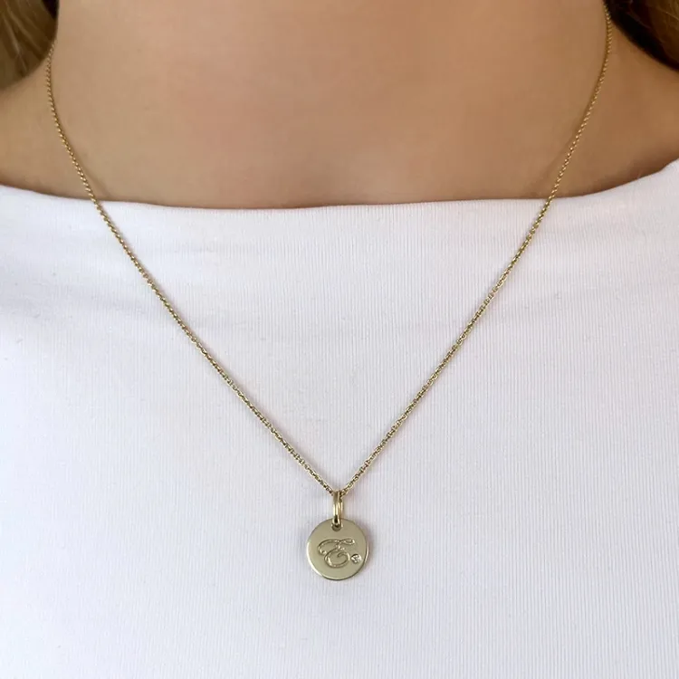buchstab e Diamant Anhänger in 9 karat Gold 0,01 ct