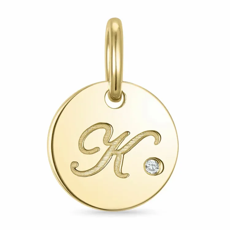 buchstab k Diamant Anhänger in 9 karat Gold 0,01 ct