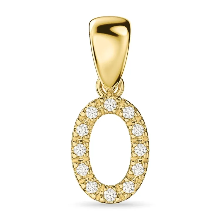 buchstab o Diamant Anhänger in 9 karat Gold 0,07 ct