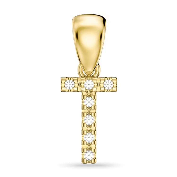 buchstab t Diamant Anhänger in 9 karat Gold 0,05 ct
