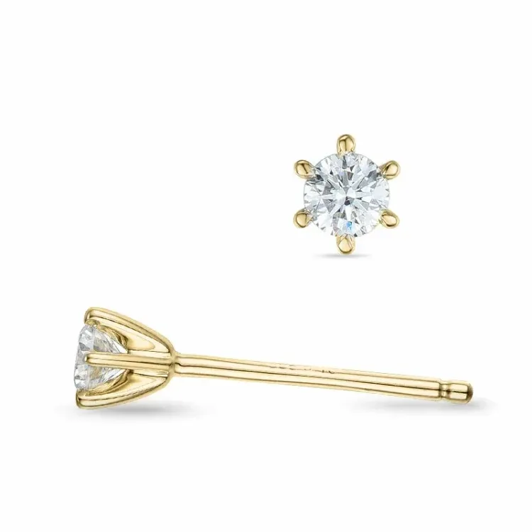 2 x 0,10 ct Solitärohrstecker in 9 Karat Gold mit Diamant 