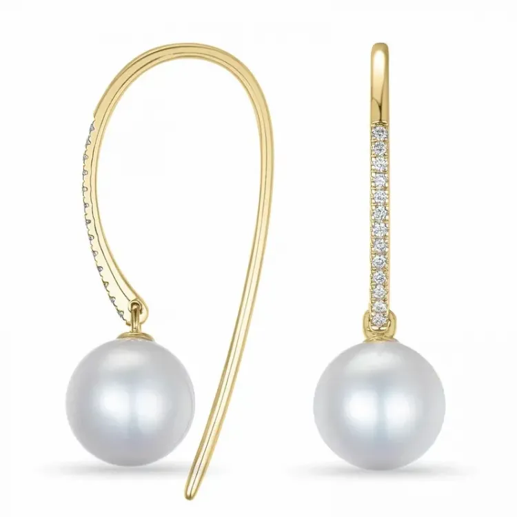 Perle Ohrringe in 9 Karat Gold mit Diamant 