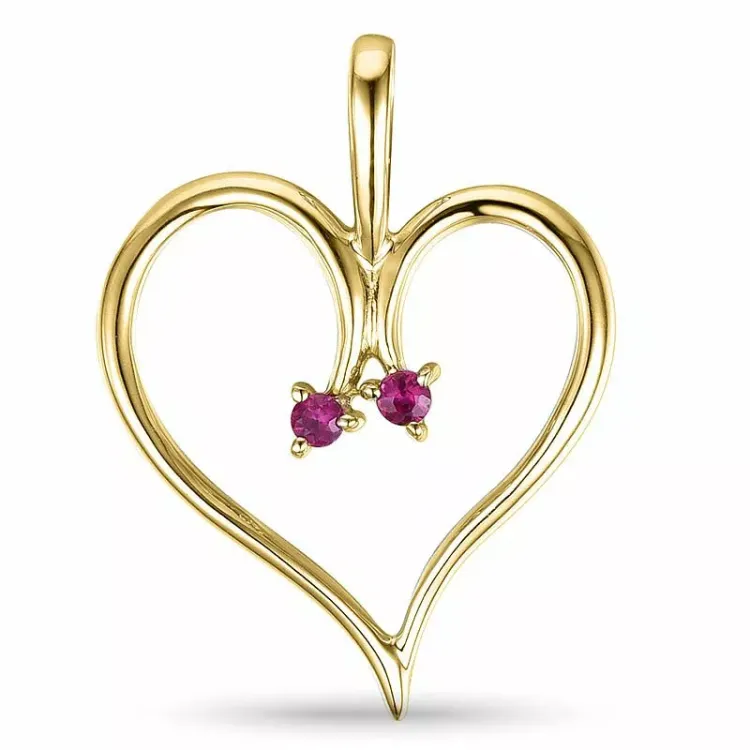 Elegant Herz Rubin Anhänger in 9 karat Gold 0,54 ct