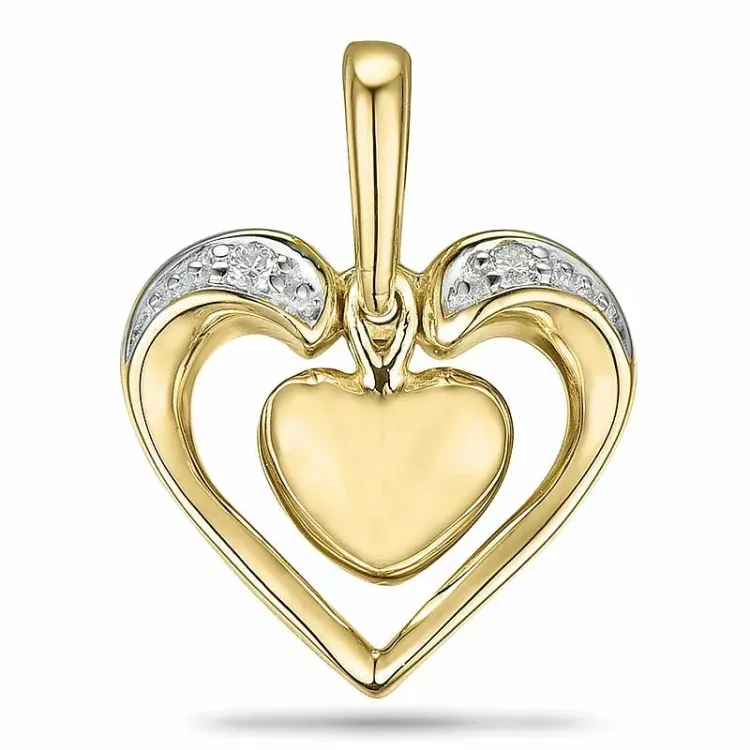 Herz Diamant Anhänger in 9 karat Gold- und Weißgold 0,02 ct