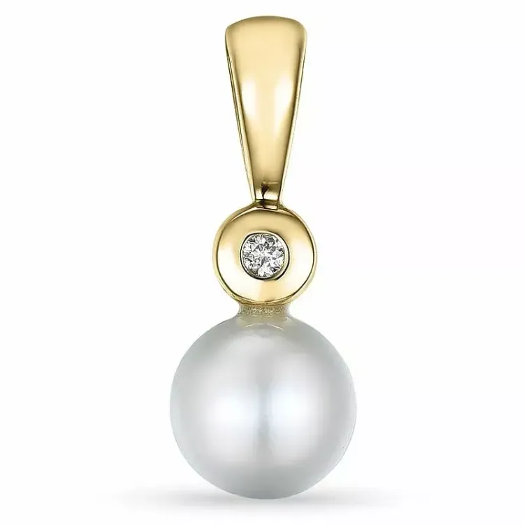 Perle Diamantanhänger in 9 karat Gold 0,01 ct