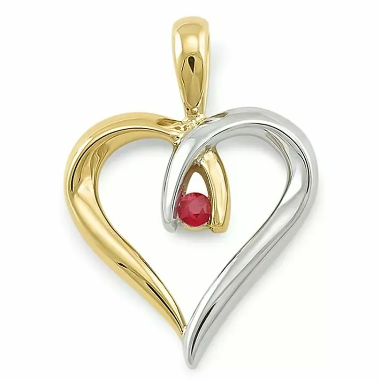Herz Rubin Anhänger in 9 karat Gold- und Weißgold 0,04 ct