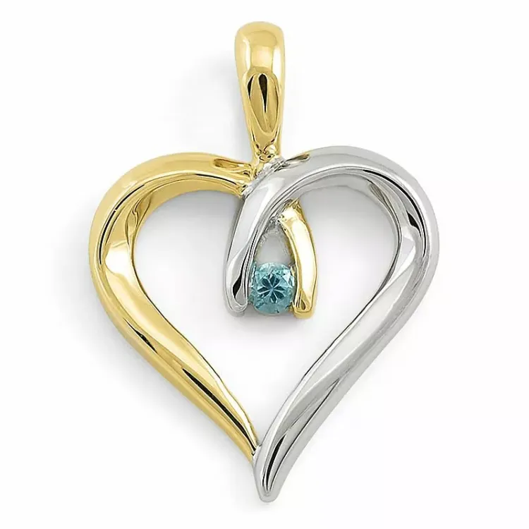 Elegant Herz Topas Anhänger in 9 karat Gold- und Weißgold 0,04 ct