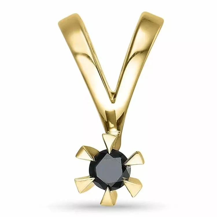 schwarz Solitäranhänger in 9 karat Gold 0,11 ct