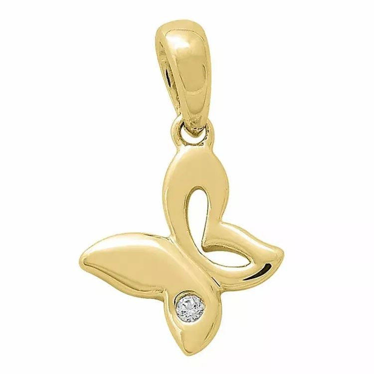 Schmetterlinge diamant anhänger in 9 karat gold 0,01 ct
