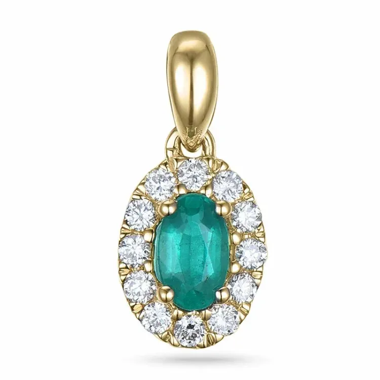 Smaragd Diamantanhänger in 9 karat Gold 0,16 ct 0,25 ct