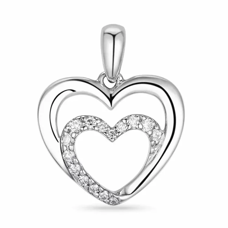 Herz Diamant Anhänger in 9 karat Weißgold 0,12 ct