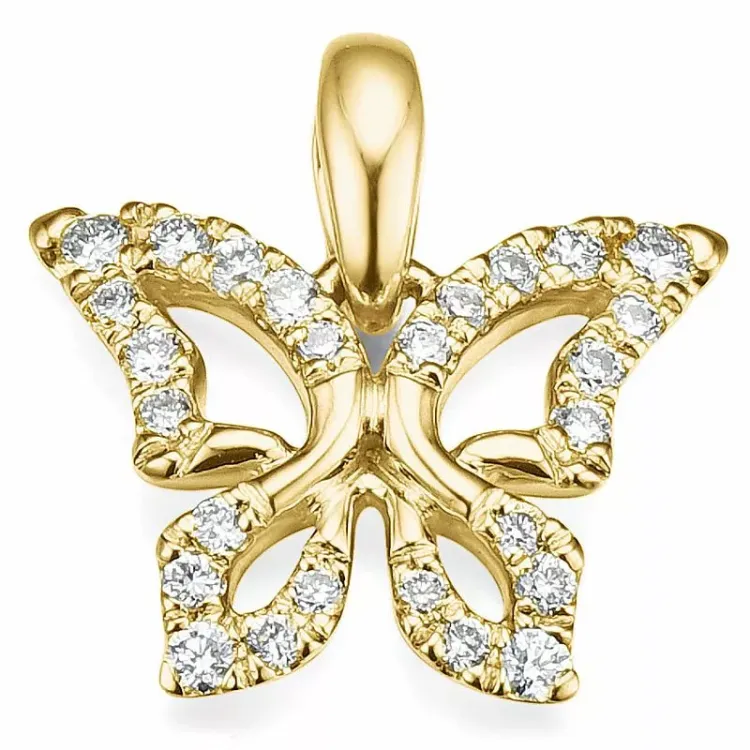 Schmetterlinge Diamantanhänger in 9 karat Gold 0,13 ct