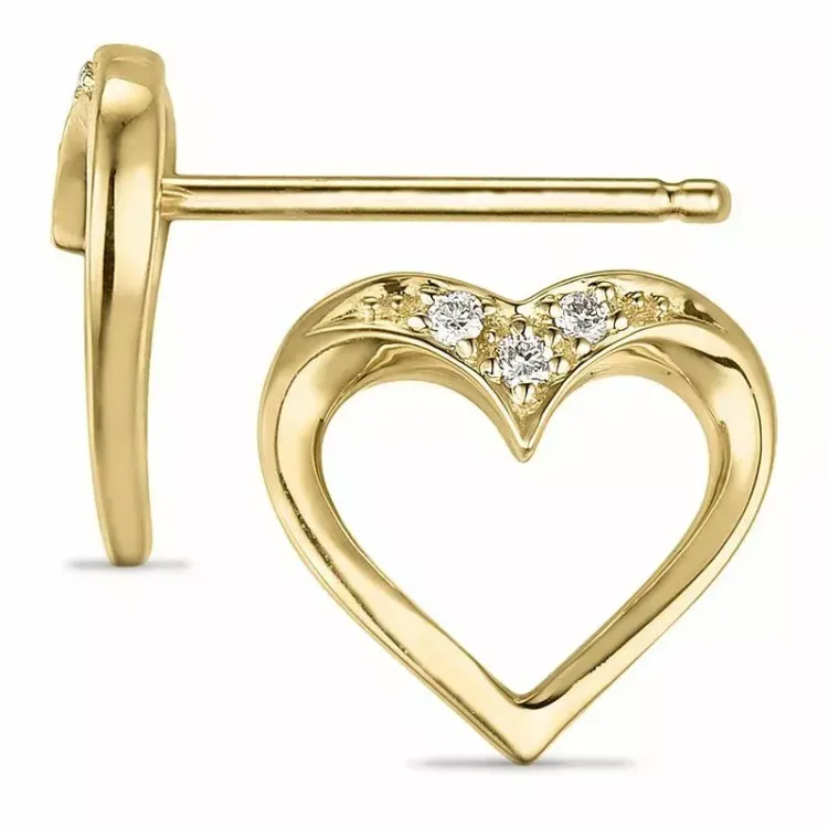 Herz Diamant Ohrringe in 9 Karat Gold mit Diamant 