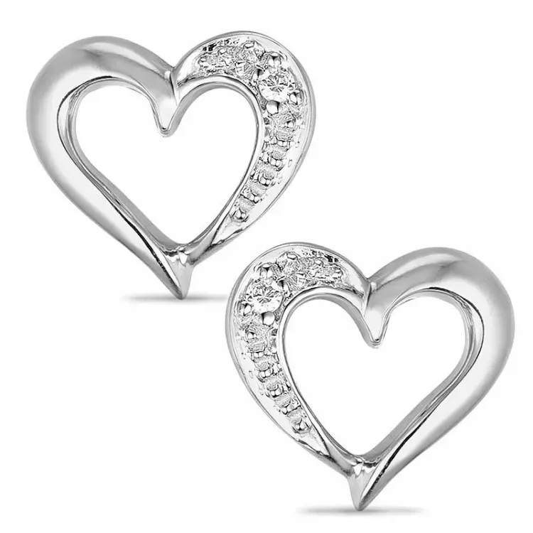 Herz Diamant Ohrringe in 9 Karat Weißgold mit Diamant 
