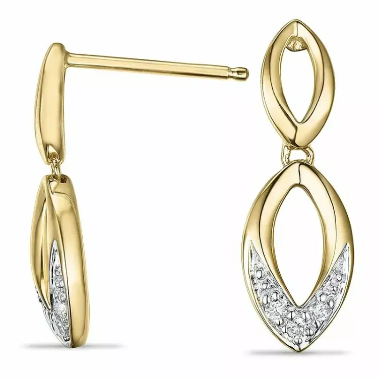 Diamant Ohrringe in 9 Karat Gold und Weißgold mit Diamant 